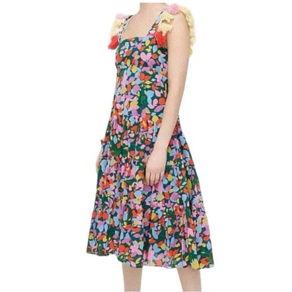 NWOT J. Crew Tassel Dress‎ Confetti Floral Midi Dress Size XXS - Picture 4 of 9